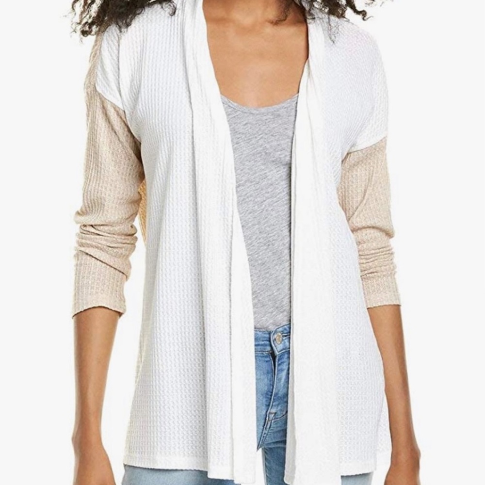 Bobeau Open Front Waffle Knit Cardigan NWT